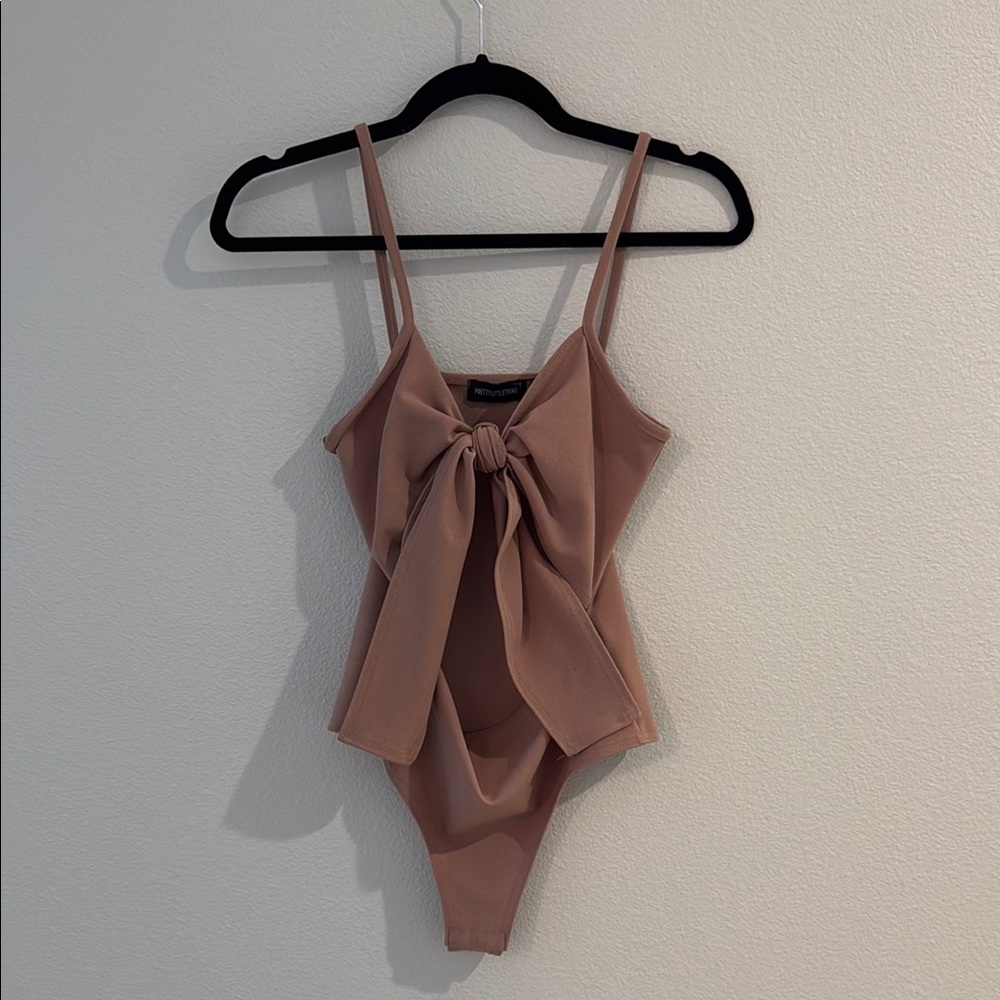 Chic Mauve Bodysuit with Bow Detail